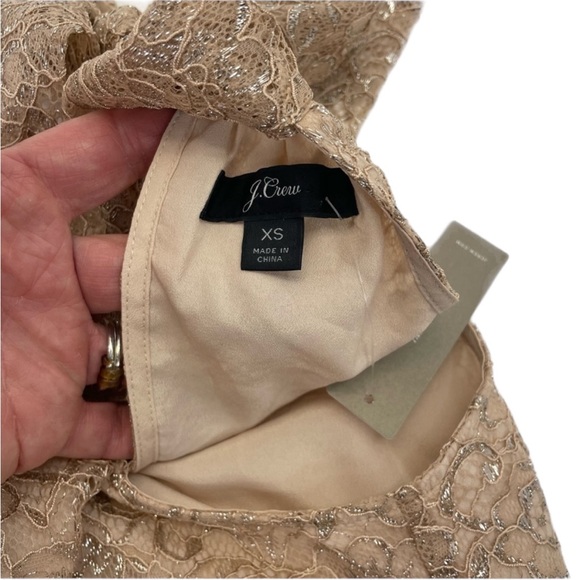 NWT J. Crew Metallic Tie Neck Top XS Nude - Picture 7 of 16